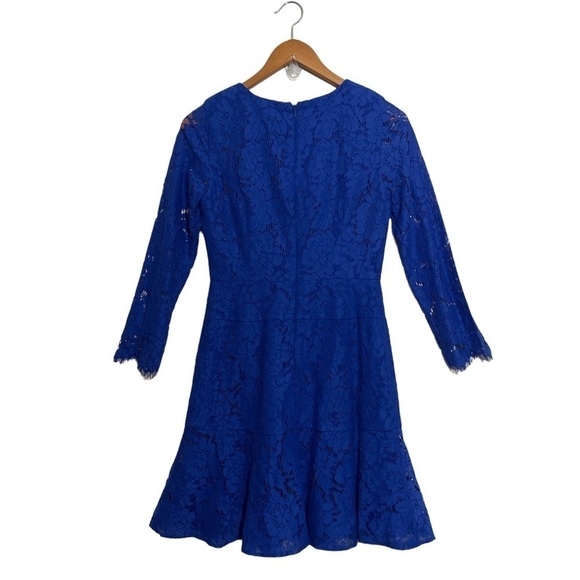 J. Crew Long Sleeve Lace Modest Dress in Cobalt Blue Sz. 2 - Picture 6 of 14